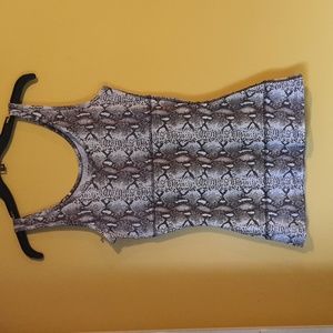 Teez-Her Small Snakeskin Pattern Brown White Stretchy Fitted Tank Top Shirt